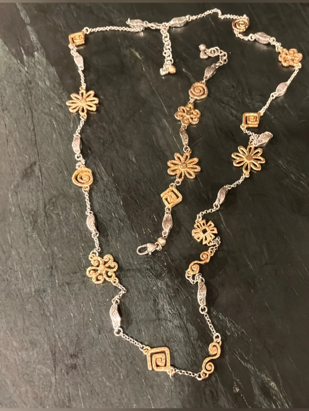 Brighton Two-Tone Floral & Geometric Necklace/Bracelet Set